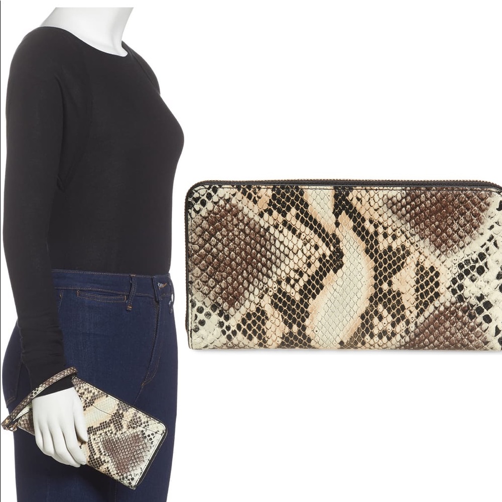🟫🔸Snakeskin Print Leather Continental Wallet